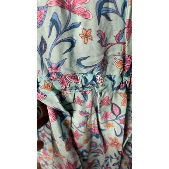 Saints & Hearts Midi Dress Womens Size L Floral Paisley Mixed Print Boho Flowy - Picture 13 of 15